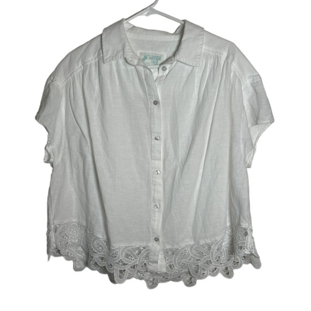 American Eagle White Linen blend oversized shirt size‎ medium